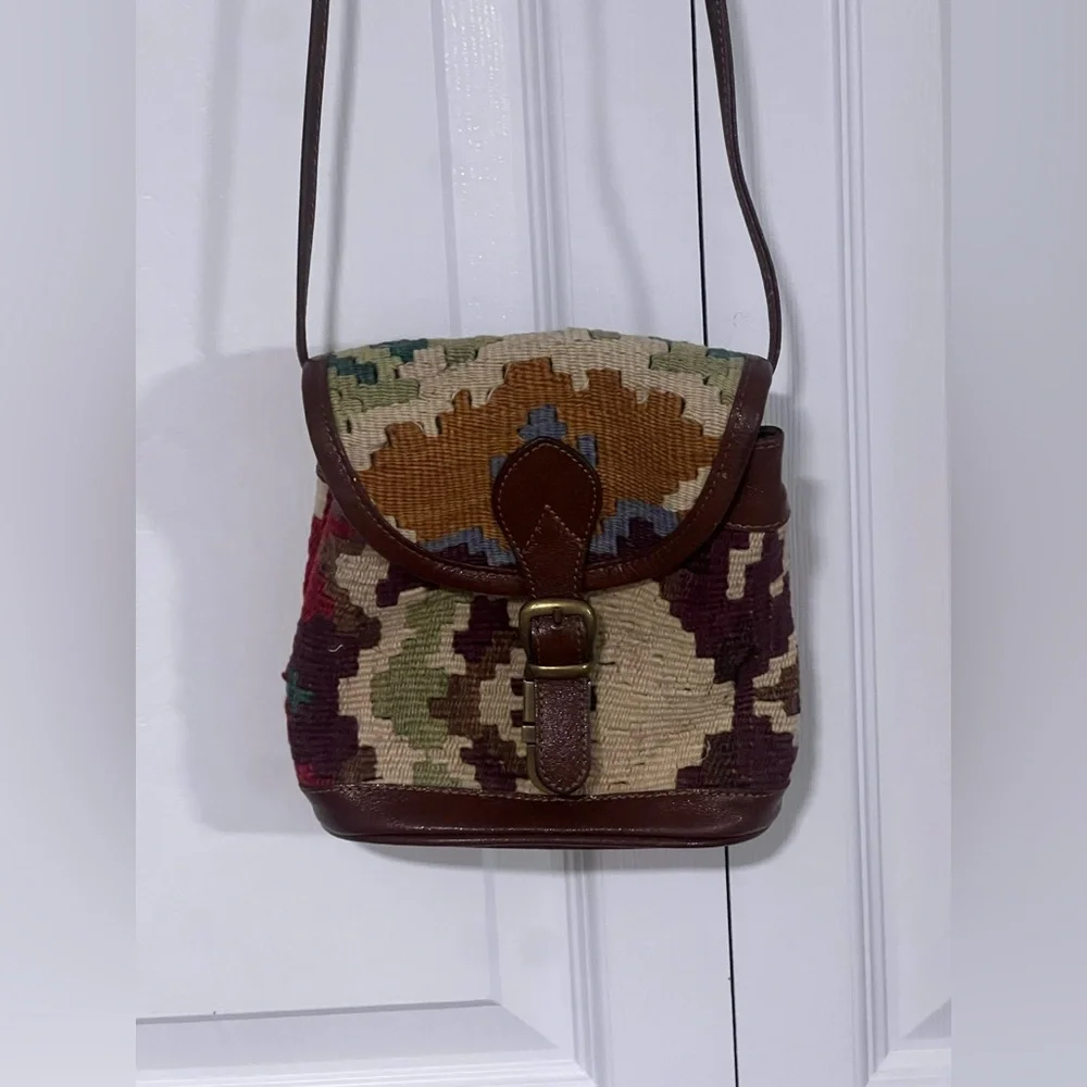 Kilim Vintage Tapestry & Leather Crossbody Bag